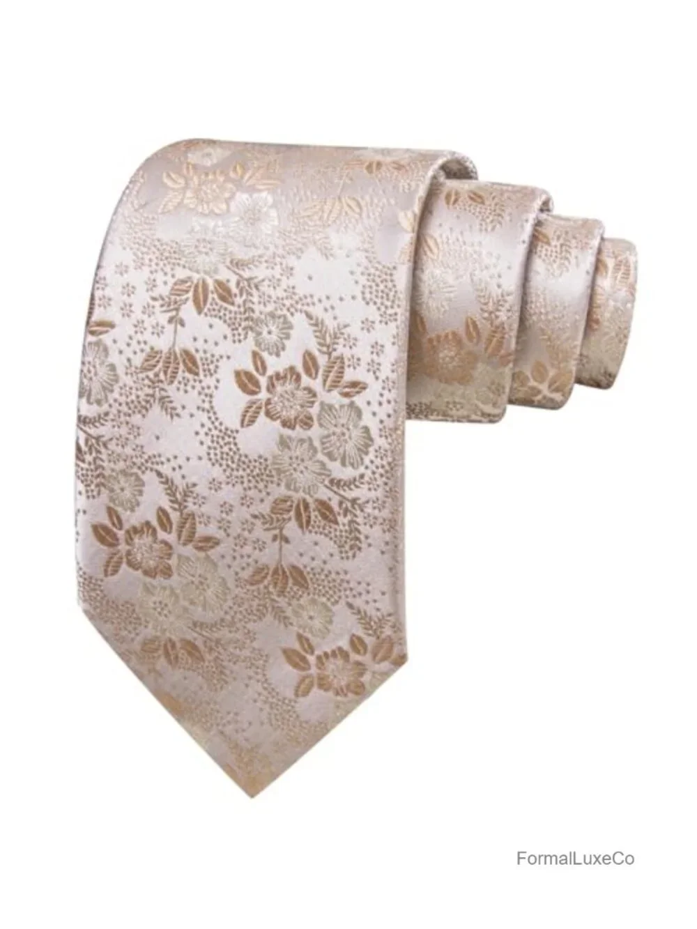 Silk Woven Floral Tie Set with Handkerchief Cufflinks for Men Wedding Party
